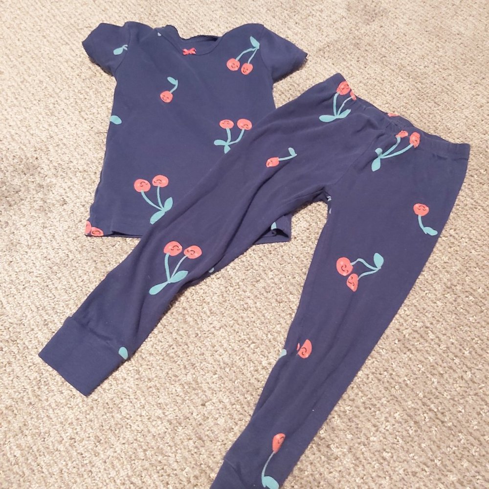 Carters Navy PJ set with red cherry pattern 3T